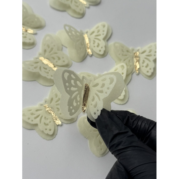 Набір "Вафельні метелики двошарові ажурні" 9 шт жовті