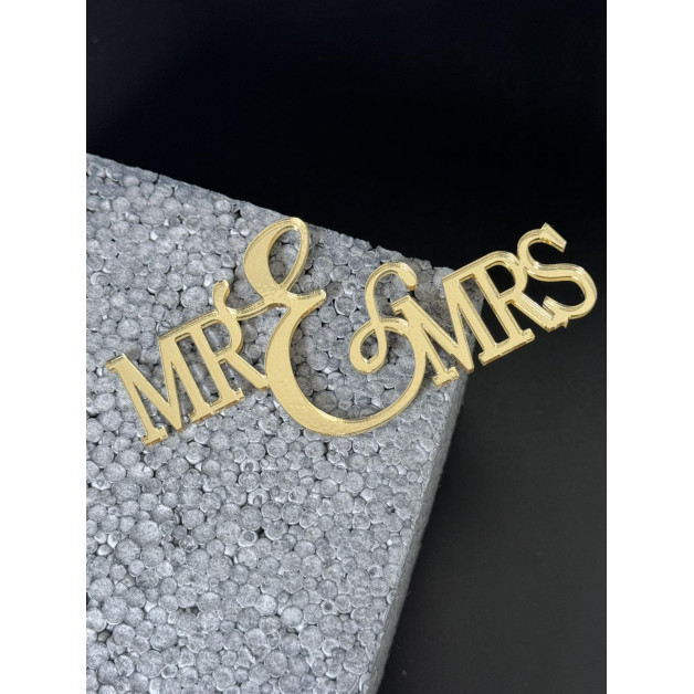 Топер пластик "MR*MRS"-золото