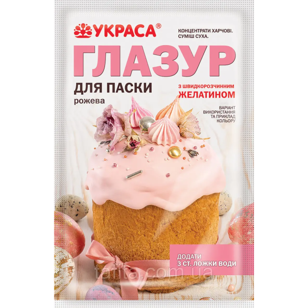 Глазур для паски з желатином рожева