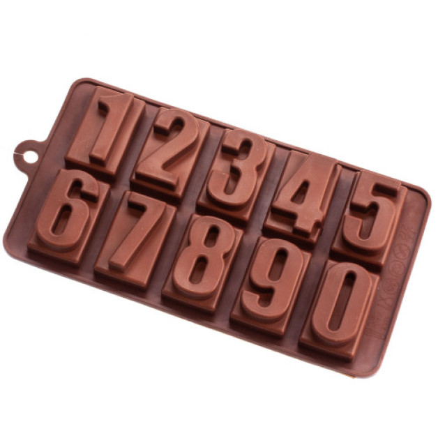 форма силіконова для цукерків цифри, листочки, мінішоколадки