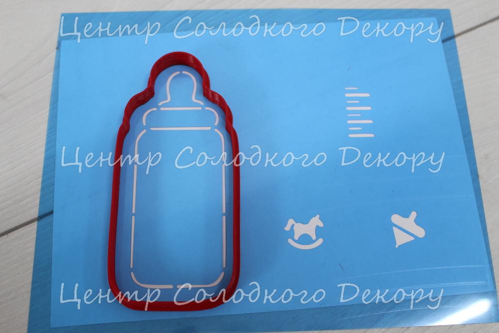 картинка Набір дитяча пляшечка, трафарет 11 см, вирубка 12 см. от магазина Центр Солодкого Декору