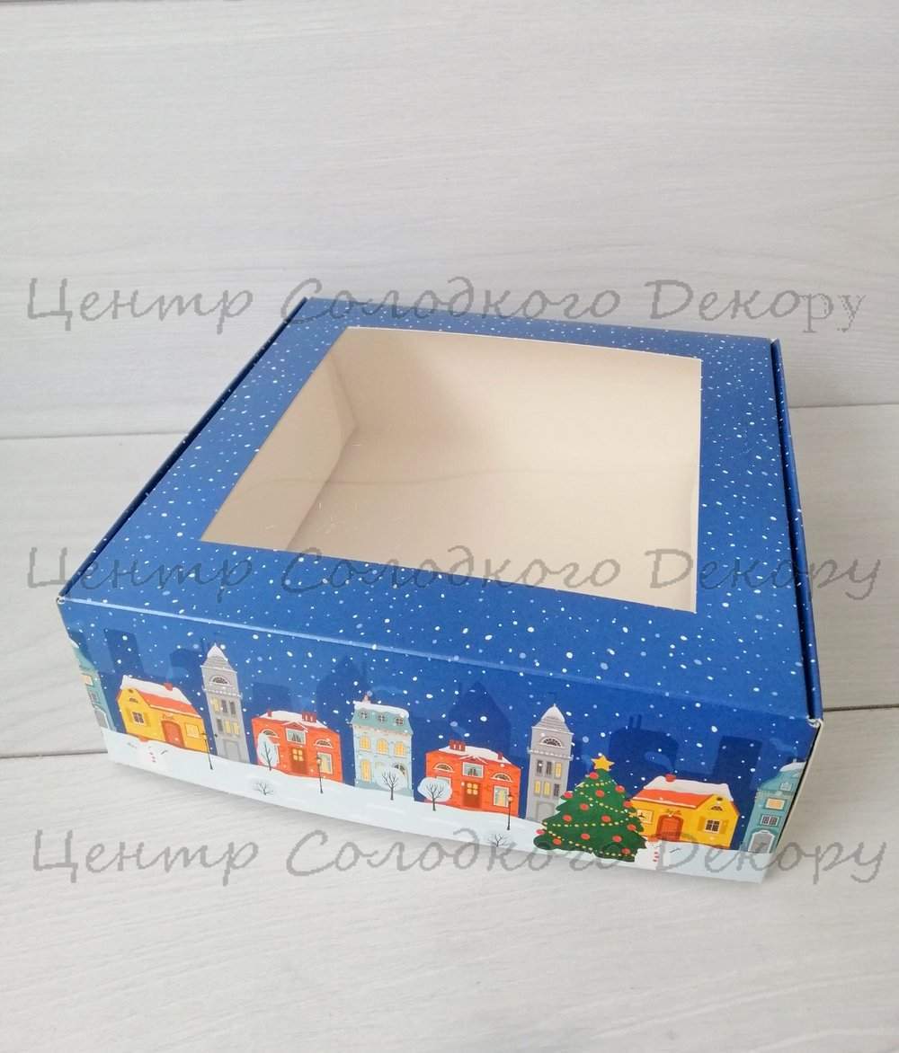 картинка Коробка для зефіру Хатинки. Розмір 20*20*7 см. от магазина Центр Солодкого Декору