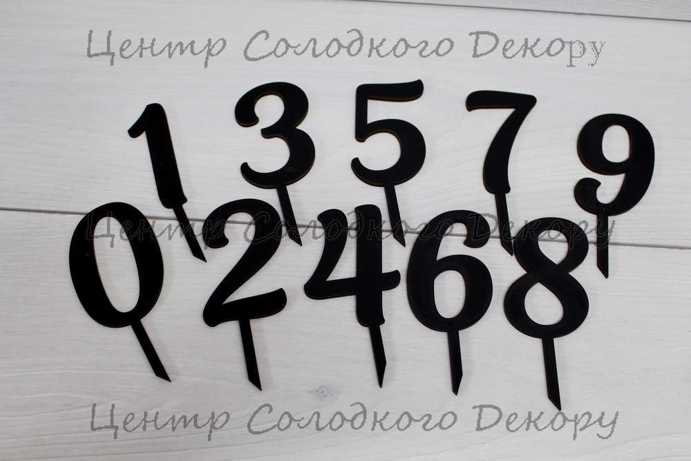 картинка Топер цифра "2", висота 7 см, чорна двп. от магазина Центр Солодкого Декору